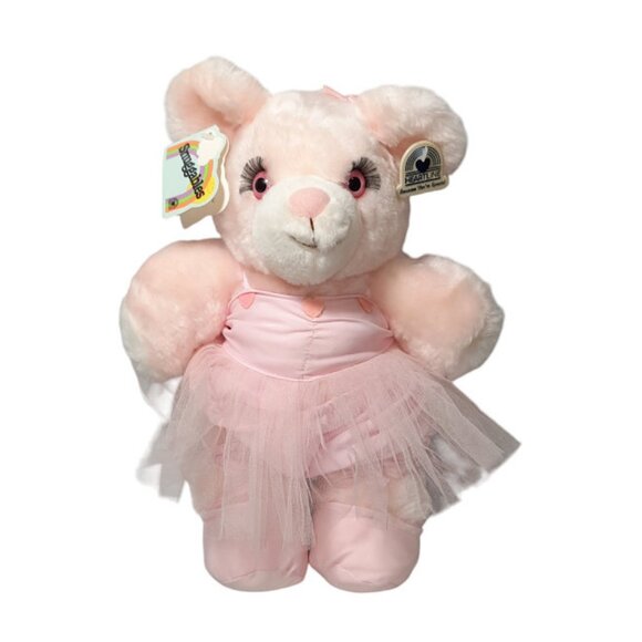 Vintage 1983 Heartline Snuggables Pink Teddy Bear Ballerina Plush Toy 13" - Picture 1 of 15